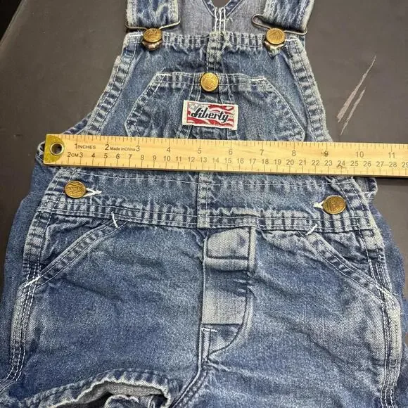 Vintage Liberty Denim Bib Overall Shorts Farm Work Baby Size 2 USA‎ - Picture 9 of 14